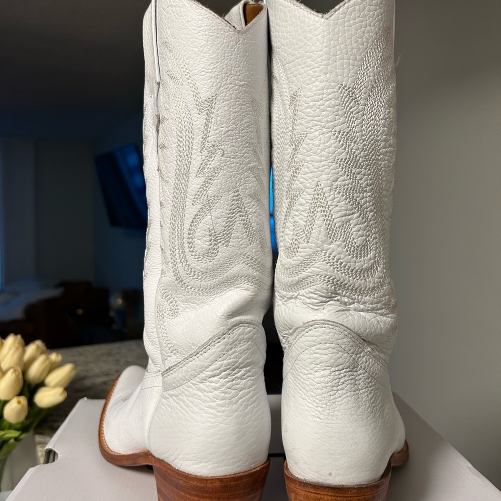 JR white leather cowboy boots - Picture 3 of 7